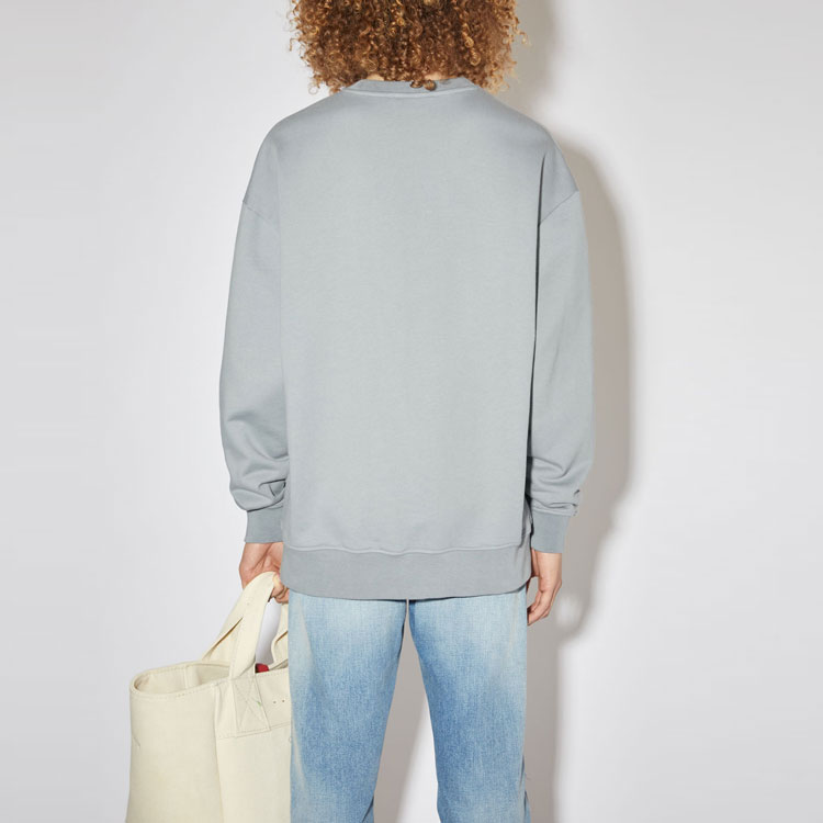 Shop Acne Studios SS21 Cartoon Print Crewneck Long-Sleeve Sweatshirt Men Grey BI0113