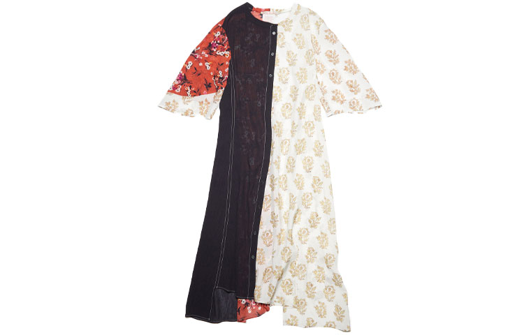 Acne Studios SS21 Color-Block Satin Short Sleeve Dress Multicolor A20312-AOM032