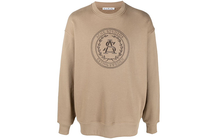 Acne Studios SS21 Embroidered Logo Crewneck Sweatshirt Brown Men’s BI0120-ADV