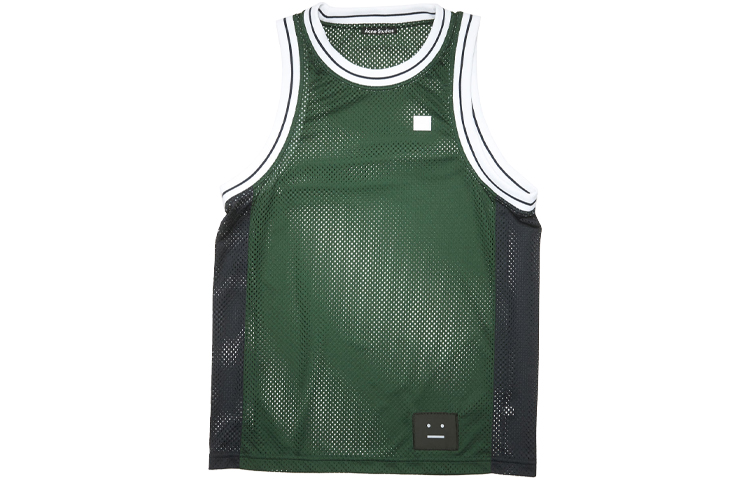Acne Studios SS21 Face Embroidery Sleeveless Mesh Basketball Jersey Green Unisex CL0114-AAZ101
