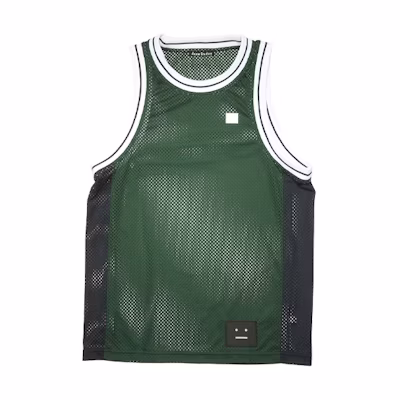 Acne Studios SS21 Face Embroidery Sleeveless Mesh Basketball Jersey Green Unisex CL0114-AAZ101