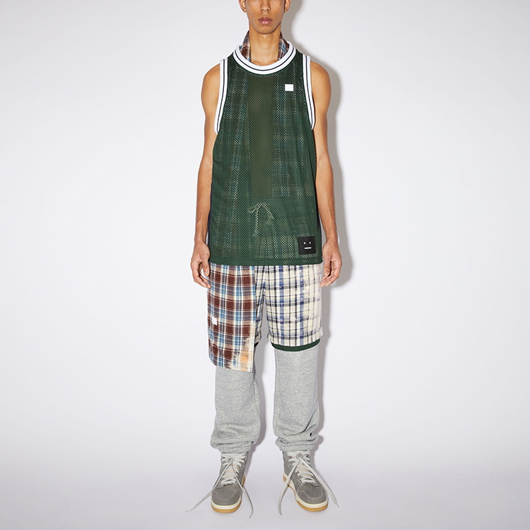 Lookbook 아크네 스튜디오 SS21 페이스 자수 민소매 메쉬 농구 저지 그린 유니섹스 CL0114-AAZ101