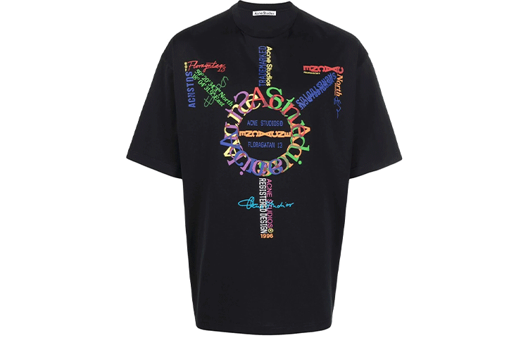 Order Acne Studios SS21 Baju T Lengan Pendek Oversized Cetakan Grafik Hitam. BL0267-101