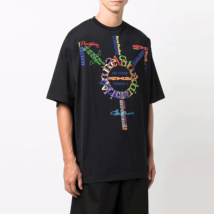 Purchase Acne Studios SS21 Baju T Lengan Pendek Oversized Cetakan Grafik Hitam. BL0267-101