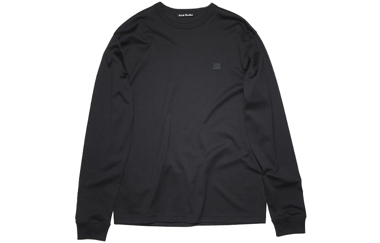 Acne Studios SS21 Logo Embroidered Cotton Long Sleeve T-Shirt Unisex Black CL0115-900