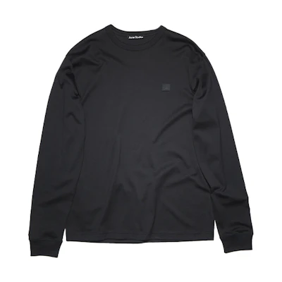 Acne Studios SS21 Logo Embroidered Cotton Long Sleeve T-Shirt Unisex Black CL0115-900