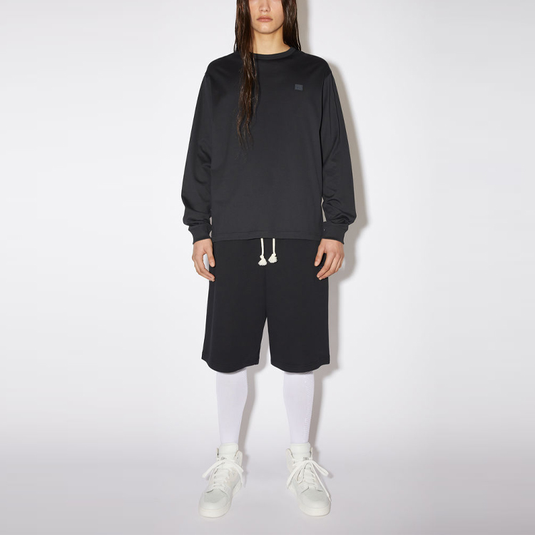 Lookbook Acne Studios SS21 Logo Embroidered Cotton Long Sleeve T-Shirt Unisex Black CL0115-900