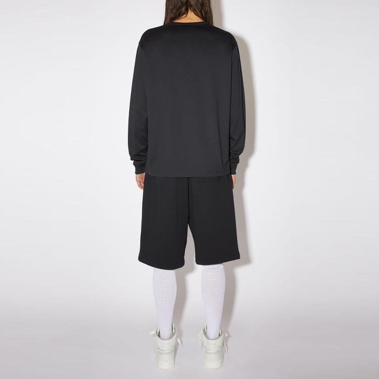 Shop Acne Studios SS21 Logo Embroidered Cotton Long Sleeve T-Shirt Unisex Black CL0115-900
