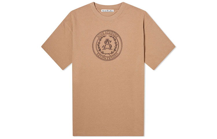 Acne Studios SS21 Logo Embroidered Short Sleeve T-Shirt Light Brown BL0257-ADV