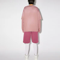 Shop Acne Studios SS21寬鬆假兩件長袖T恤男女同款紫色款式。 CL0100-CJD