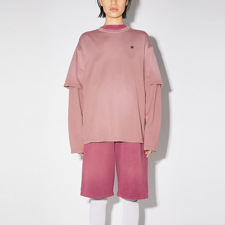 Details for Acne Studios SS21 Loose Fit Fake Two-Piece Long Sleeve T-Shirt Unisex Purple. CL0100-CJD