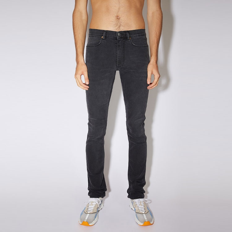 Lookbook アクネ ストゥディオズ SS21 ローライズ スリム ストレッチ ジーンズ ブラック B00159-AJC