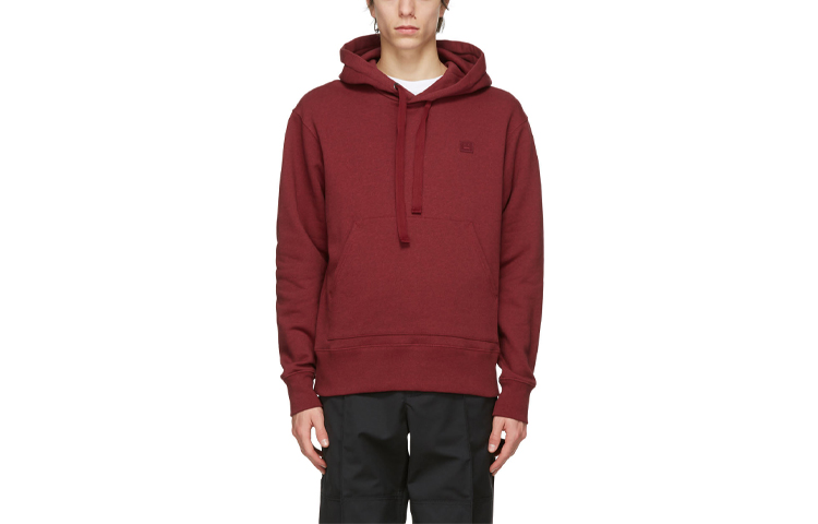 Acne Studios SS21 Red Logo Patch Pullover Hoodie Men 211129-058