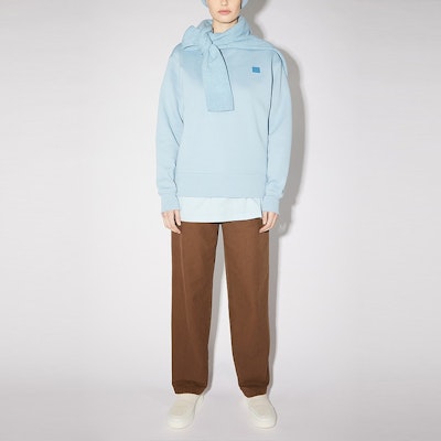 Acne Studios SS21 Smiley Face Crewneck Oversized Sweatshirt Unisex Light Blue CI0076-AQO Lookbook Acne Studios SS21 Smiley Face Crewneck Oversized Sweatshirt Unisex Light Blue CI0076-AQO
