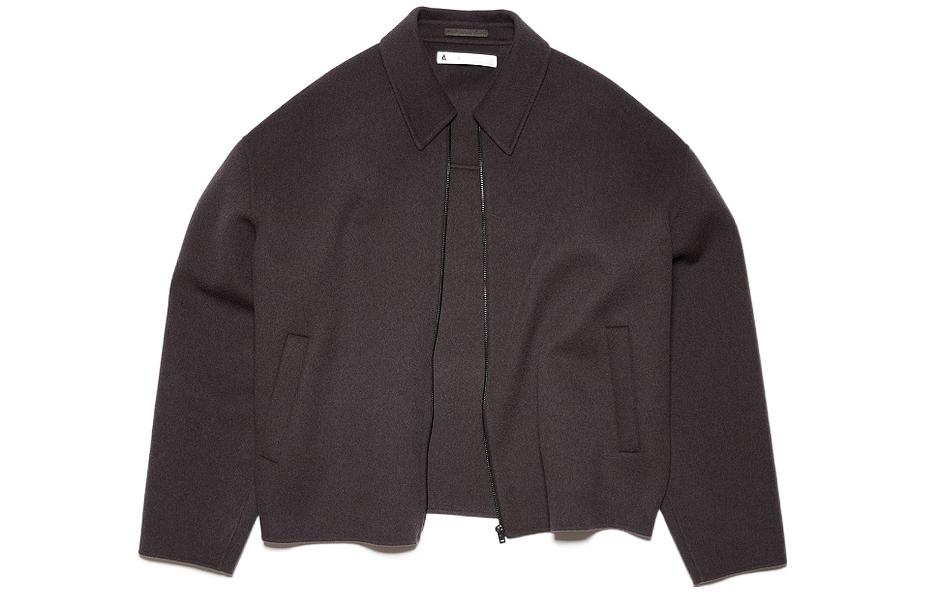 Acne Studios SS22  Brown Wool Zip-Up Collared Jacket. B90629-AFH