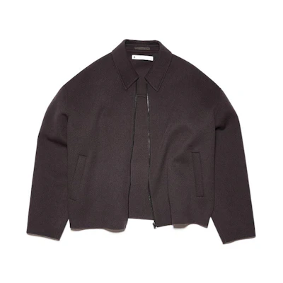 Acne Studios SS22 Brown Wool Zip-Up Collared Jacket. B90629-AFH