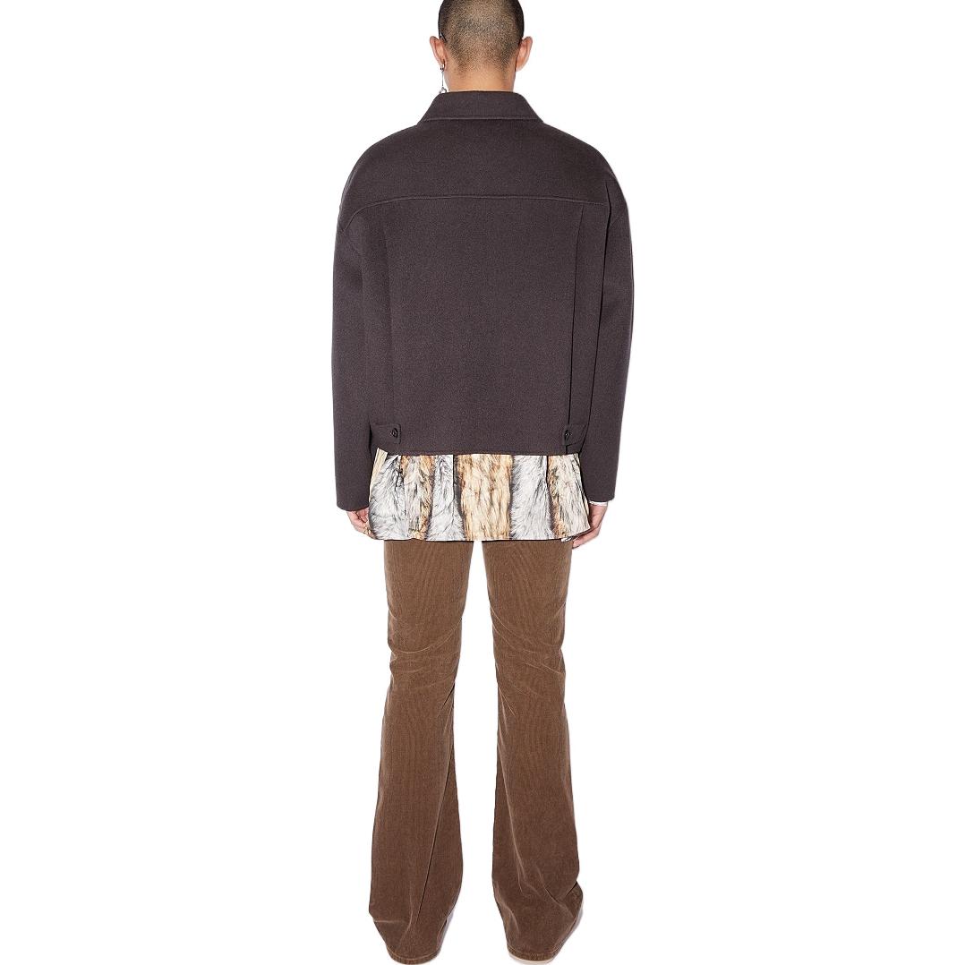 Shop Acne Studios SS22 棕色羊毛拉鍊翻領外套. B90629-AFH