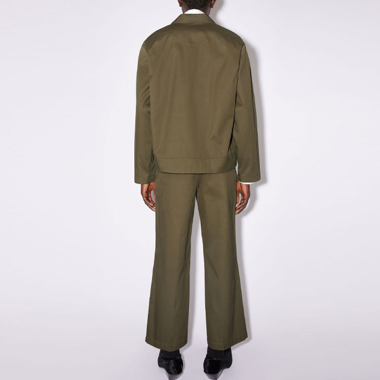 Shop Acne Studios SS22 Jaket Kemeja Lengan Panjang Hijau dengan Saku. B90642-AB6044