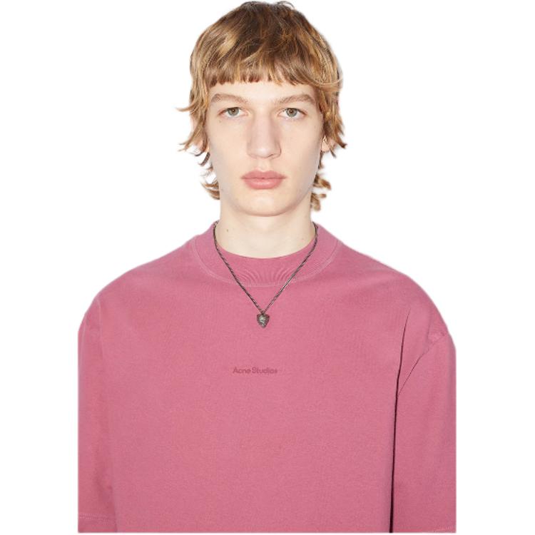 Details for 아크네 스튜디오 SS22 핑크 로고 프린트 반팔 크루넥 티셔츠. BL0278-ACX