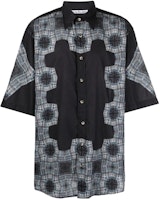 Acne Studios SS22 Printed Colorblock Short Sleeve Shirt Deep Blue BB0476-AAN Acne Studios SS22 Printed Colorblock Short Sleeve Shirt Deep Blue BB0476-AAN