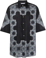 Order Acne Studios SS22 印花拼色短袖衬衫 深蓝色 BB0476-AAN
