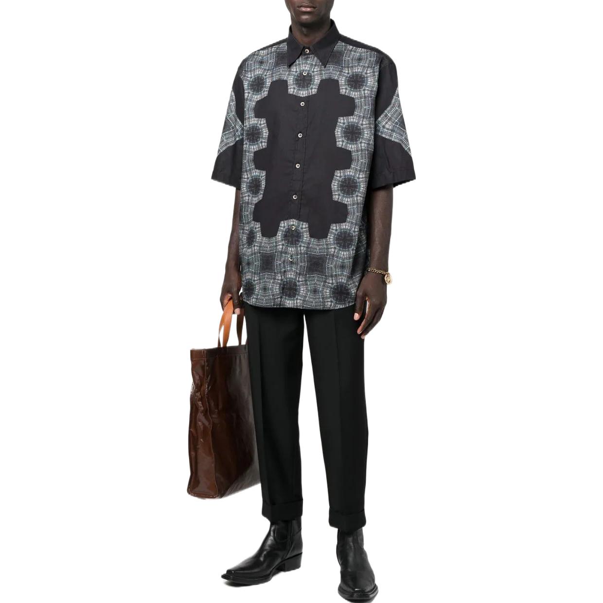 Lookbook Acne Studios SS22 印花拼色短袖襯衫 深藍色 BB0476-AAN