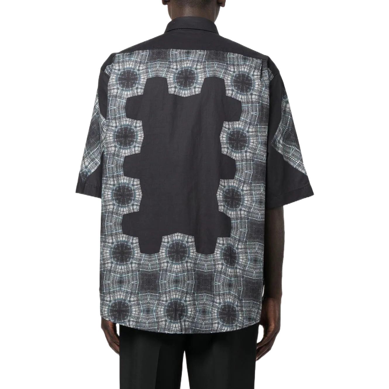 Shop Acne Studios SS22 印花拼色短袖襯衫 深藍色 BB0476-AAN