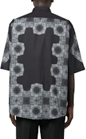 Shop Acne Studios SS22 印花拼色短袖衬衫 深蓝色 BB0476-AAN