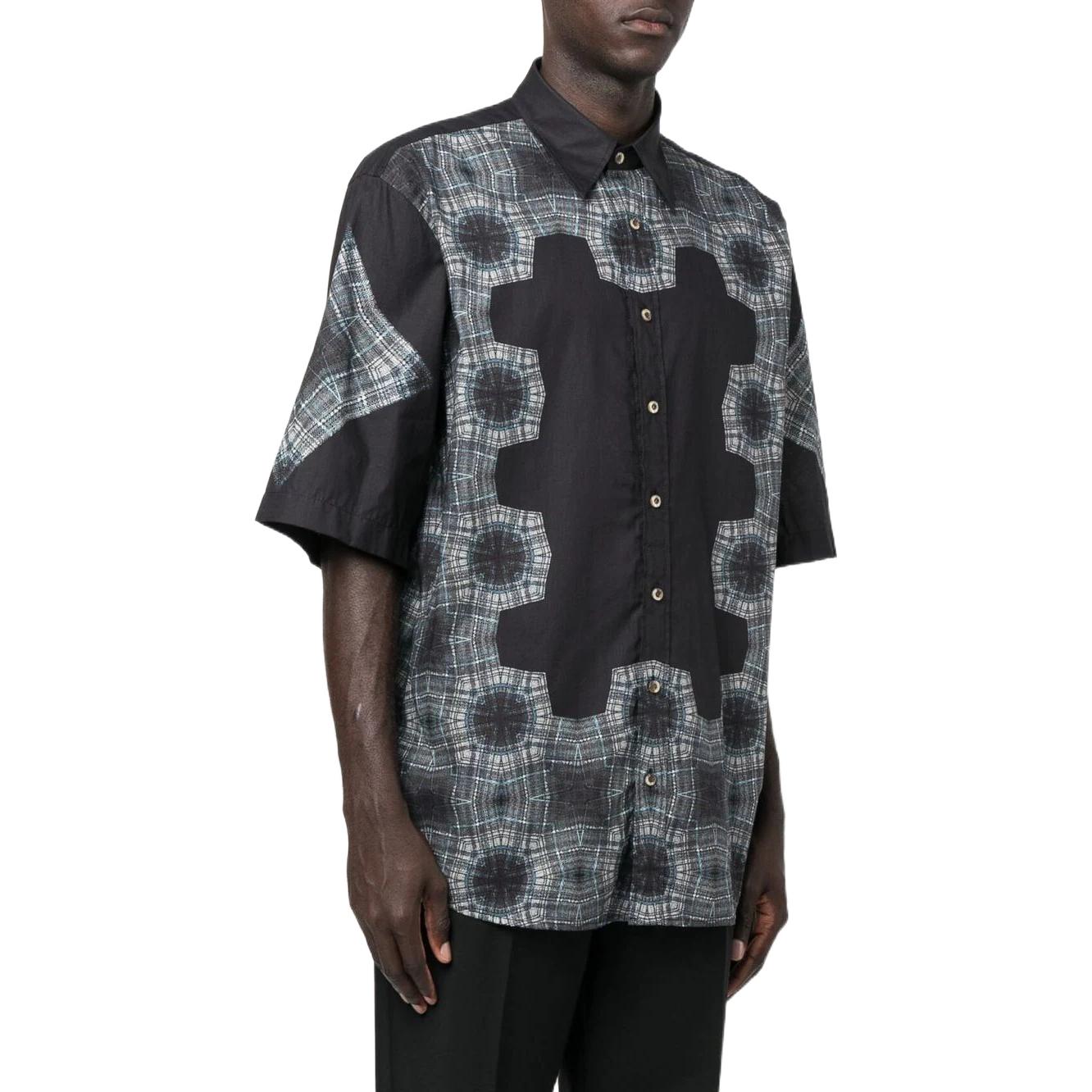 Purchase Acne Studios SS22 印花拼色短袖襯衫 深藍色 BB0476-AAN