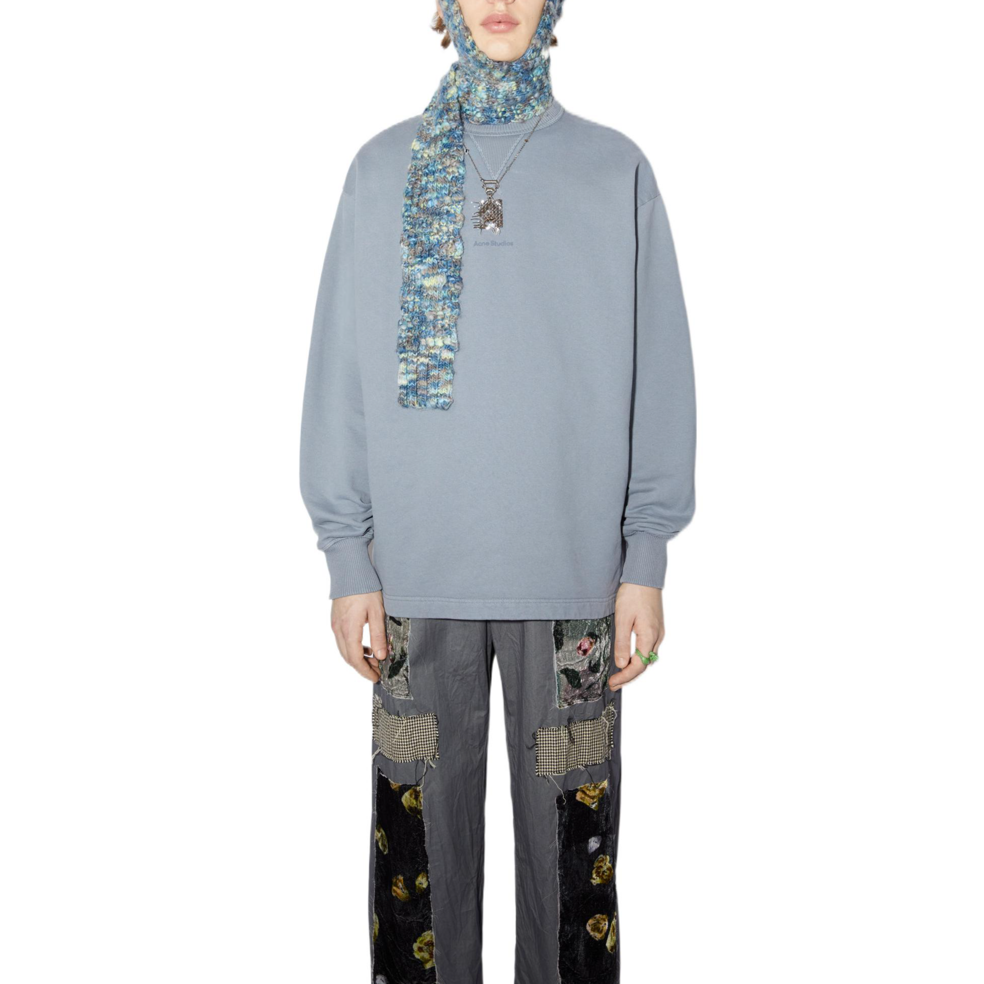 Lookbook Acne Studios SS22宽松版型灰色圆领卫衣. BI0138-AA4