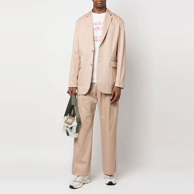 Shop 아크네 스튜디오 SS22 스트레이트 핏 캐주얼 팬츠 카키. BK0462-AEK