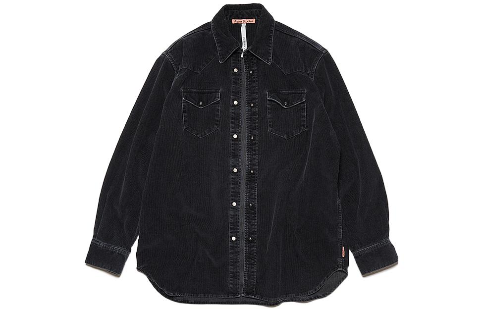 Acne Studios SS22  Vintage Long Sleeve Button-Up Shirt Black. BB0463-900
