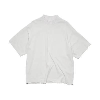 Acne Studios SS22 White Loose Fit Mock Neck Short Sleeve T-Shirt BL0328-AEH