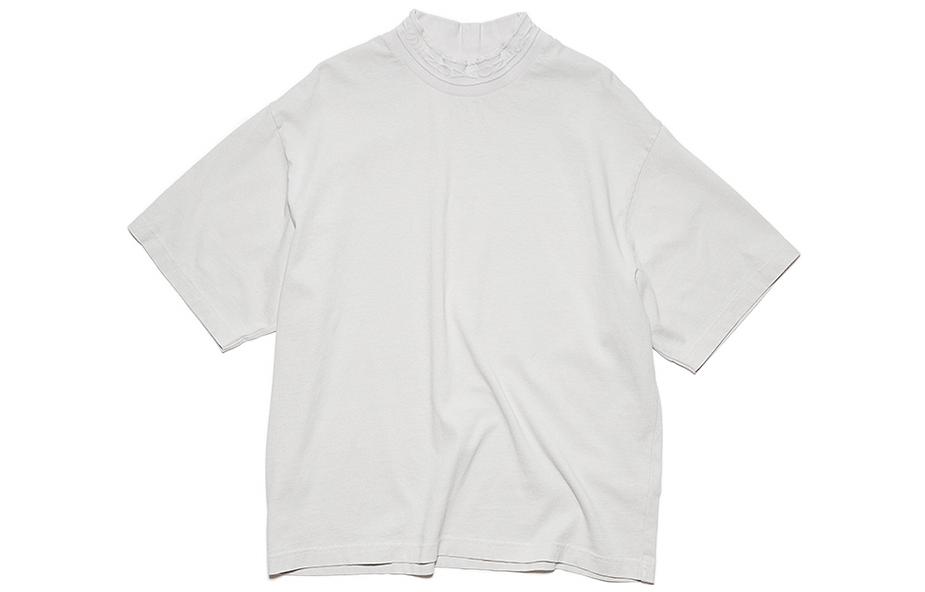 Order Acne Studios SS22 Camiseta Blanca Ajustada Cuello Alto Manga Corta Loose Fit BL0328-AEH