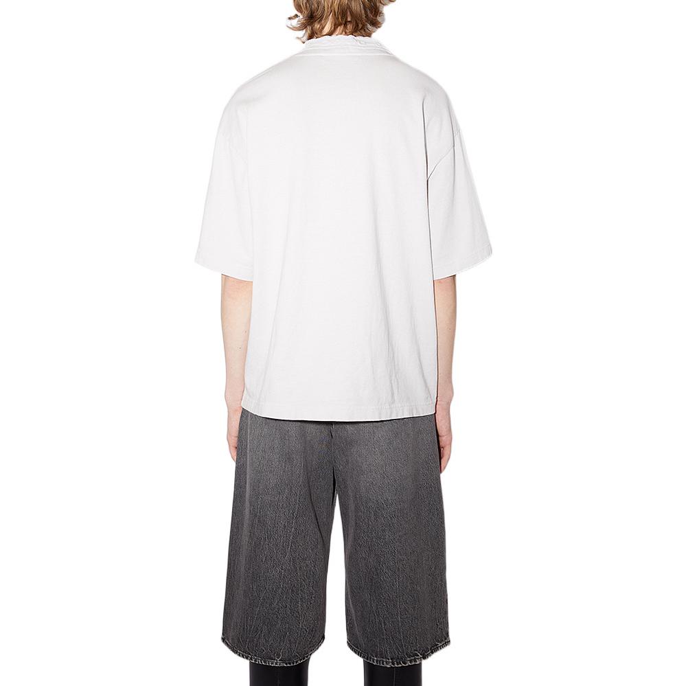 Shop Acne Studios SS22 Camiseta Blanca Ajustada Cuello Alto Manga Corta Loose Fit BL0328-AEH