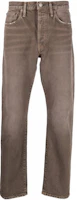 Acne Studios SS22 Beige Mid-Rise Straight-Leg Distressed Jeans B00267-AEK Acne Studios SS22 Beige Mid-Rise Straight-Leg Distressed Jeans B00267-AEK
