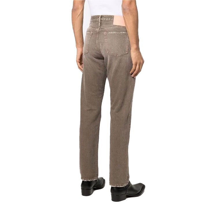 Shop Celana Jeans Acne Studios SS22 Warna Krem Potongan Lurus Rusak B00267-AEK