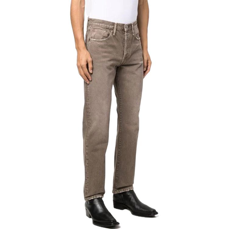 Purchase Celana Jeans Acne Studios SS22 Warna Krem Potongan Lurus Rusak B00267-AEK