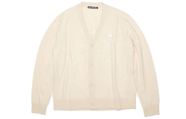 Order Acne Studios SS22 Beige Wool Cardigan Sweater Unisex with Face Logo. C60038-633