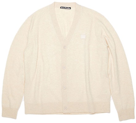 Acne Studios SS22 Beige Wool Cardigan Sweater Unisex with Face Logo. C60038-633 Order Acne Studios SS22 Beige Wool Cardigan Sweater Unisex with Face Logo. C60038-633