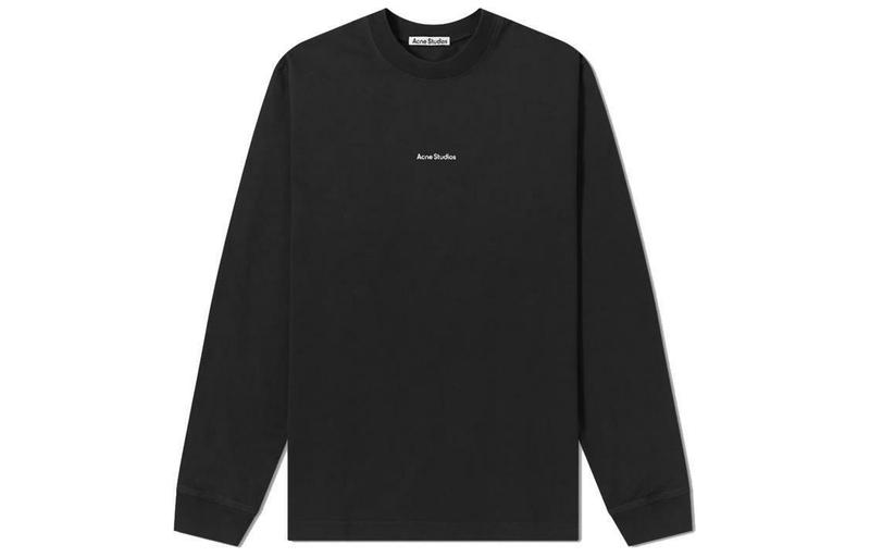 Order Acne Studios SS22 Black Logo Print Long Sleeve Crewneck T-Shirt . BL0279-900