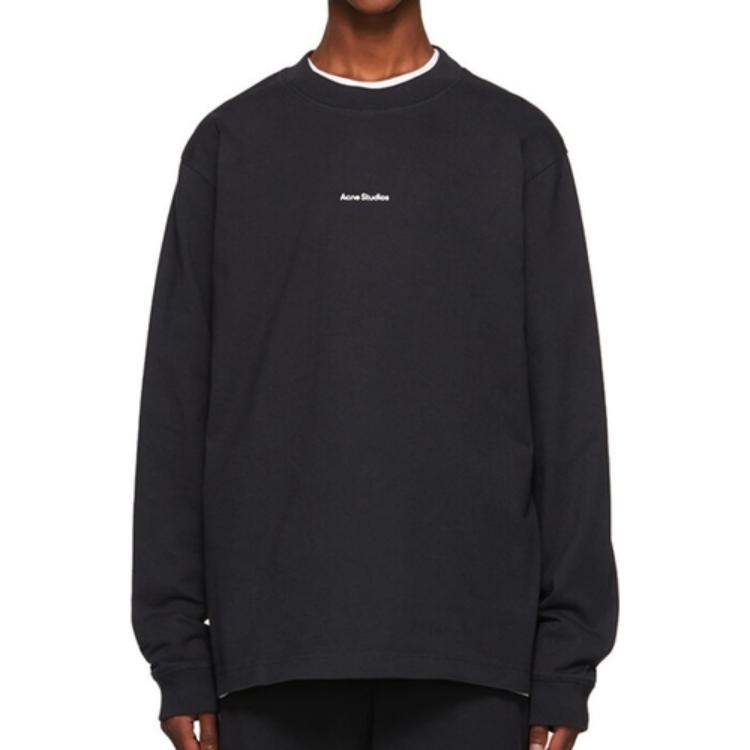 Lookbook Acne Studios SS22 Black Logo Print Long Sleeve Crewneck T-Shirt . BL0279-900