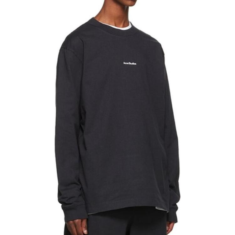 Purchase Acne Studios SS22 Black Logo Print Long Sleeve Crewneck T-Shirt . BL0279-900