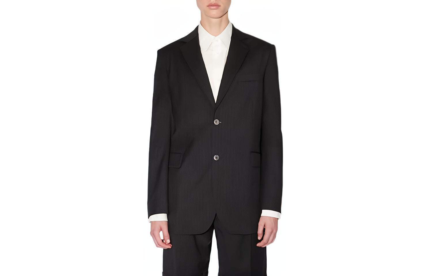 Acne Studios SS22 Black Pinstripe Single-Breasted Suit Jacket BH0165-900