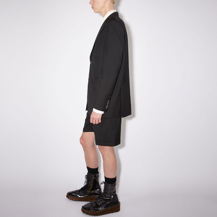 Details for Acne Studios SS22 Jaket Sut Hitam Garis Pin Single-Breasted BH0165-900