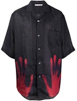 Acne Studios SS22 Black Short Sleeve Shirt with Double Hand Print BB0438-900 Acne Studios SS22 Black Short Sleeve Shirt with Double Hand Print BB0438-900