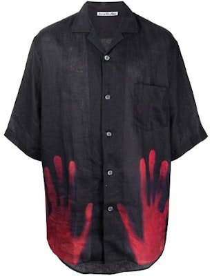 Acne Studios SS22 黑色短袖襯衫 雙手印花設計 BB0438-900 Order Acne Studios SS22 黑色短袖襯衫 雙手印花設計 BB0438-900