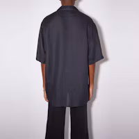 Shop Acne Studios SS22 黑色双手印花短袖衬衫 BB0438-900