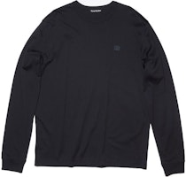 Acne Studios SS22 Black Unisex Crewneck Long Sleeve Tee with Face Logo Patch CL0115-900101 Acne Studios SS22 Black Unisex Crewneck Long Sleeve Tee with Face Logo Patch CL0115-900101