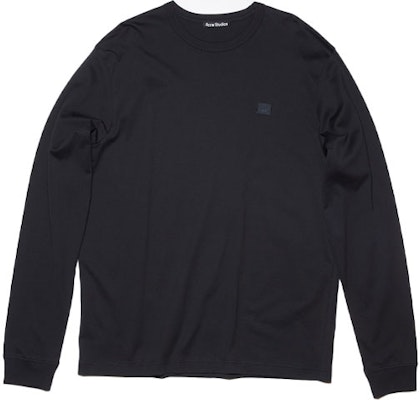 Acne Studios SS22 Black Unisex Crewneck Long Sleeve Tee with Face Logo Patch CL0115-900101 Order Acne Studios SS22 Black Unisex Crewneck Long Sleeve Tee with Face Logo Patch CL0115-900101